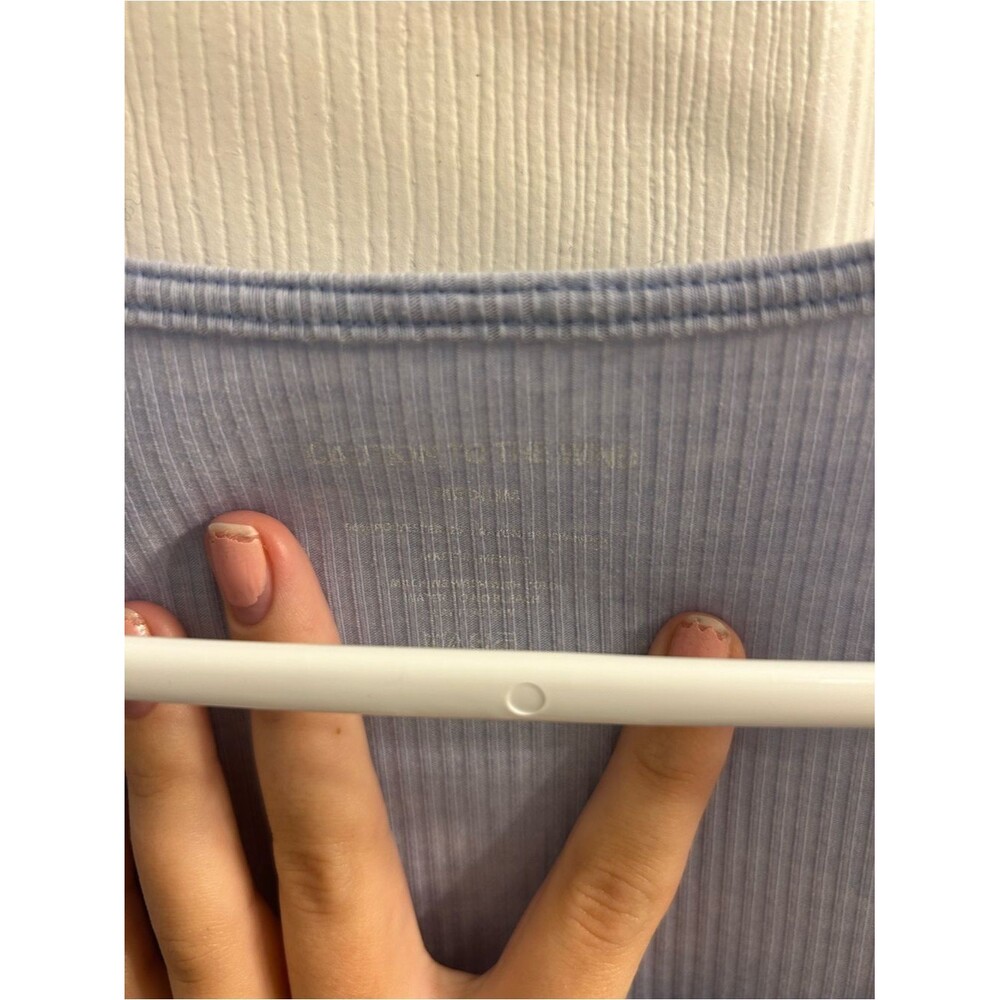 Light Blue Square Neck Ribbed Tee-MD - Picture 2 of 3